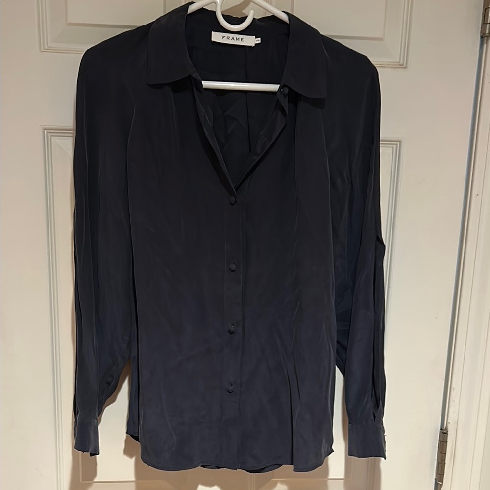 FRAME silk Midnight Blue Blouse. Total FRAME style So versatile